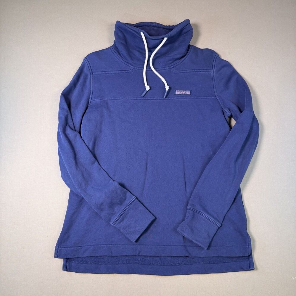 Vineyard Vines Sweatshirt Adult XS Blue Pullover High Cowl Neck Logo Womens